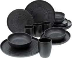 CreaTable 23860 Kombiservice Uno Für 4 Personen, Steinzeug, Schwarz (1 Set, 16-teilig) 15 CreaTable 23860 Kombiservice Uno Für 4 Personen, Steinzeug, Schwarz (1 Set, 16-teilig) -Kuechengeschirr 01da68474a60104472e058643999d157