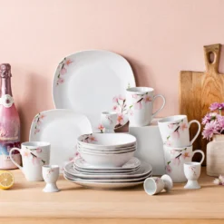 VEWEET Porzellan Kombiservice 'Annie', 40 Teilig Geschirrservice Für 8 Personen, Frühstückservice Mit Je 8 Eierbecher, Kaffeebecher 350 Ml, Müslischalen, Dessertteller Und Flachteller -Kuechengeschirr 026236d6302e1788c9321b9f26fc347c