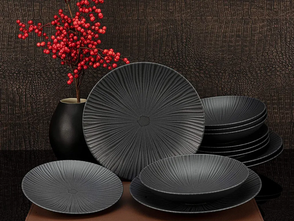 CreaTable 23211 Tafelservice Elements Collection Vesuvio Black Für 4 Personen, Steinzeug, Schwarz/grau (1 Set, 12-teilig) 20 CreaTable 23211 Tafelservice Elements Collection Vesuvio Black Für 4 Personen, Steinzeug, Schwarz/grau (1 Set, 12-teilig) – Bild 18