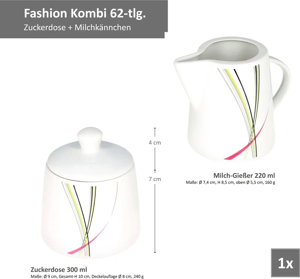 Kombiservice 62 Tlg. Fashion, Eckige Form 10 Kombiservice 62 Tlg. Fashion, Eckige Form – Bild 8