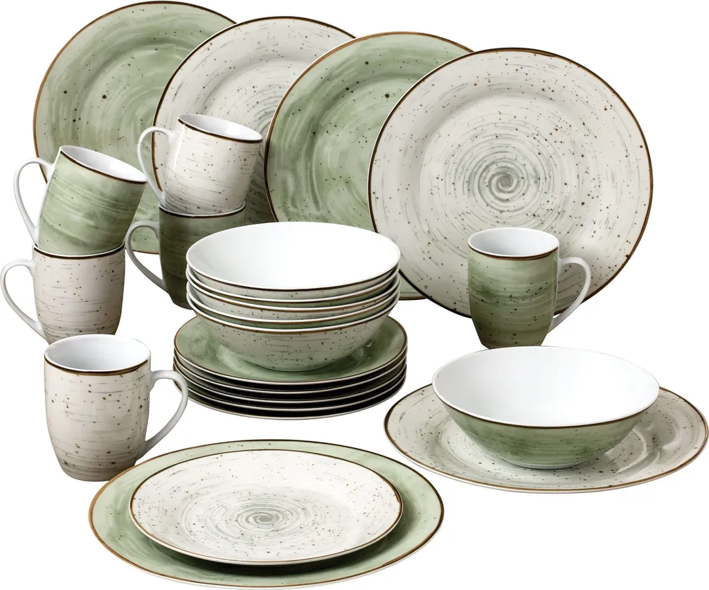 24tlg. Kombiservice Pur 6Pers Kaffeebecher Müslischale Kuchenteller + Speiseteller Flach Porzellan 3 24tlg. Kombiservice Pur 6Pers Kaffeebecher Müslischale Kuchenteller + Speiseteller Flach Porzellan