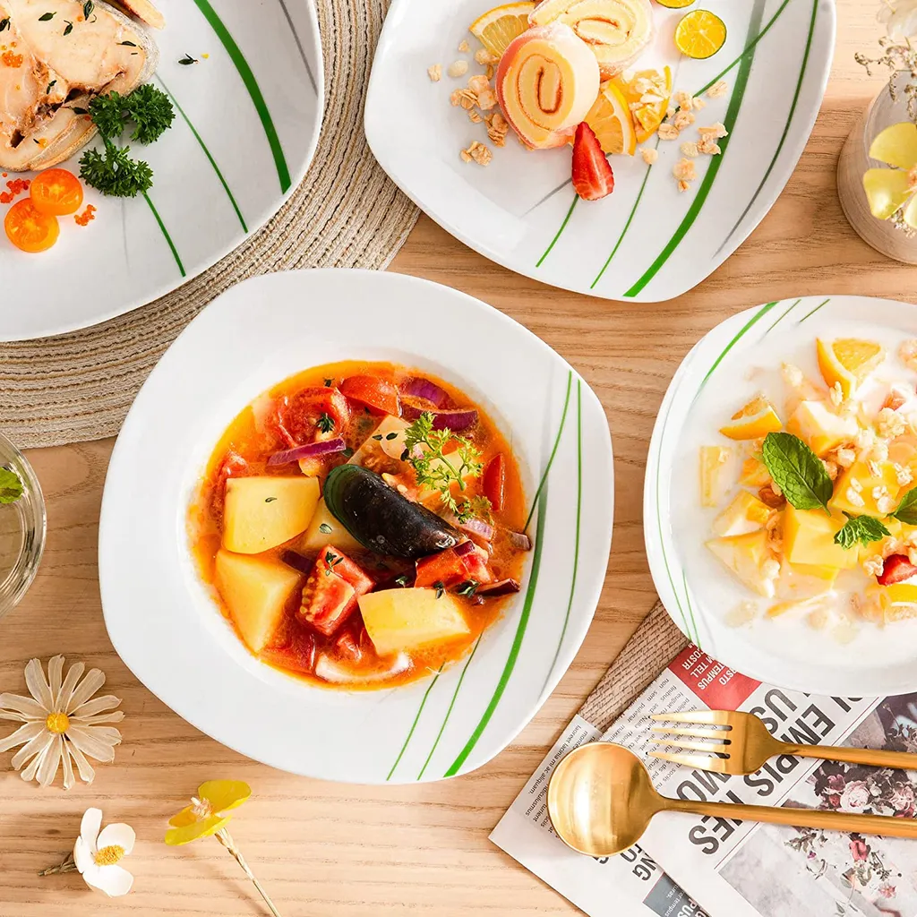 VEWEET Porzellan Tafelservice 'Aviva' 100-teilig Set, Kombiservice Mit Dessertteller, Speiseteller, Suppenteller, Müslischalen, Kaffeebecher, Kaffeetassen Set, Eierbecher, Milch- Und Zuckerset 5 VEWEET Porzellan Tafelservice 'Aviva' 100-teilig Set, Kombiservice Mit Dessertteller, Speiseteller, Suppenteller, Müslischalen, Kaffeebecher, Kaffeetassen Set, Eierbecher, Milch- Und Zuckerset – Bild 3