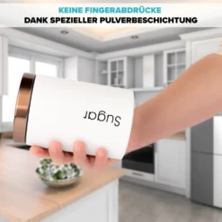 Lubur Premium Vorratsdosen Set - 3X Aufbewahrungsdose Für Lebensmittel - 1L Vorratsbehälter In Edlem Design Storage Jars - Pflegeleichte Vorratsdose Mit Deckel -Kuechengeschirr 09912f067b9edb4334c0d38696994b41