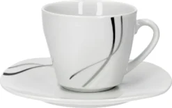 Van Well Kombiservice Silver Night 62-tlg 6 Personen, Tafel + Kaffee + Zubehör, Linien-Dekor -Kuechengeschirr 09cf189423f594bbbea84c4e359ccd1d