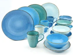 CreaTable 20157 Kombiservice Nature Collection Aqua Für 4 Personen, Steinzeug, Aqua (1 Set, 16-teilig) -Kuechengeschirr 09e7126c0d3309f426f2c8efc4a229d8