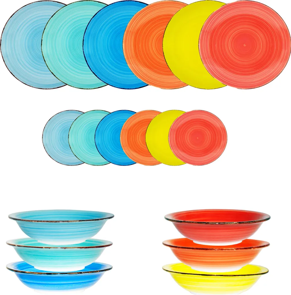 18-TLG. Kombiservice Geschirrset Tafelservice Porzellan Geschirr BUNT Capri 3 18-TLG. Kombiservice Geschirrset Tafelservice Porzellan Geschirr BUNT Capri