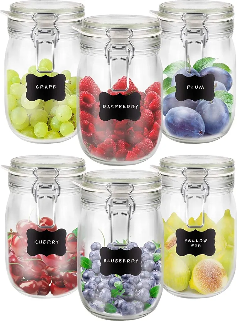 6 X Creative Home Gläser Mit Bügelverschluss | 1 Liter | Einmachgläser Drahtbügel-glas Aufbewahrungsgläser Mit Gummiring Und Deckel | 8 Wiederverwendbare Aufkleber + 1 Anti-Staub-Kreide 3 6 X Creative Home Gläser Mit Bügelverschluss | 1 Liter | Einmachgläser Drahtbügel-glas Aufbewahrungsgläser Mit Gummiring Und Deckel | 8 Wiederverwendbare Aufkleber + 1 Anti-Staub-Kreide