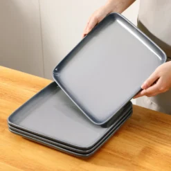 LOVECASA Tafelservice, 4-tlg Set Quadratische Speiseteller Aus Steingut, Flachteller, Frühstücksteller Für 4 Personen, Grau -Kuechengeschirr 0dc6e2a61a48d6a3b2c6b715dae9d4dd