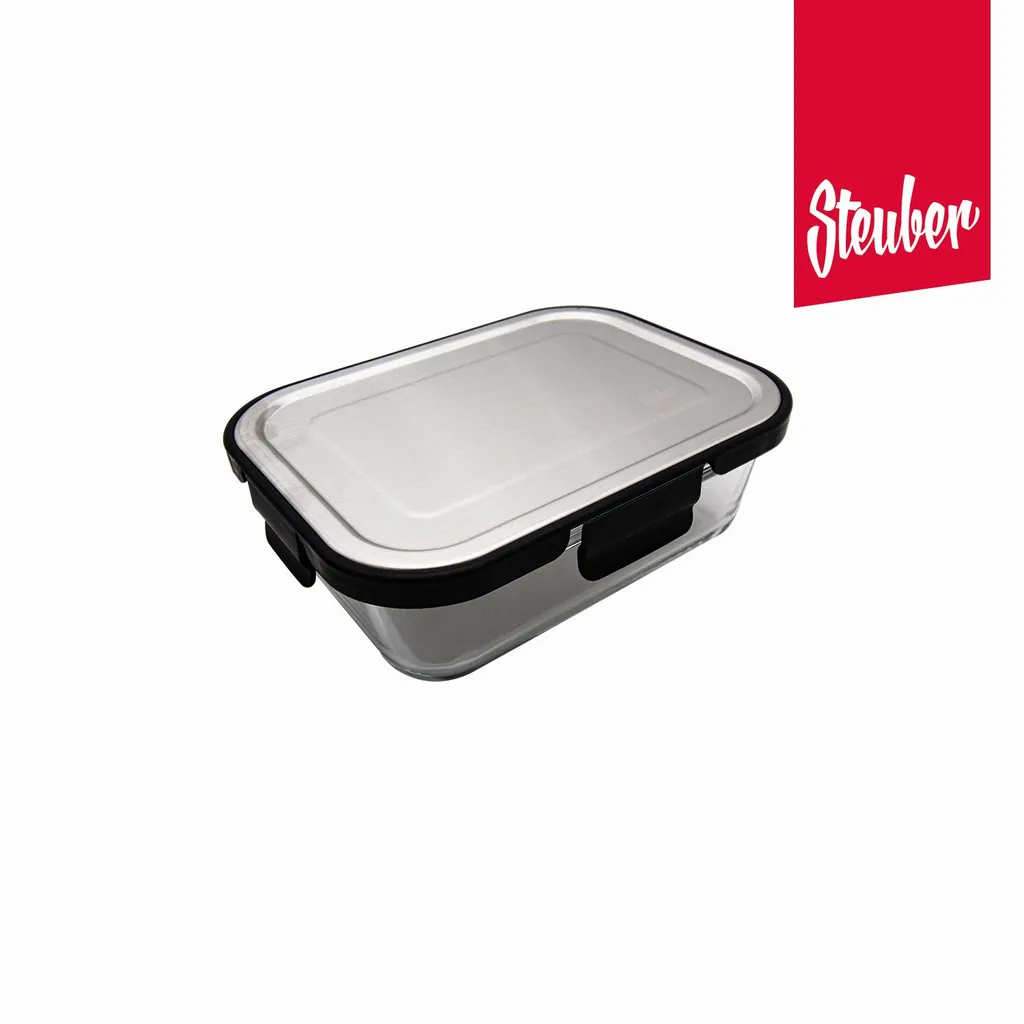 2 Stück Steuber Glas Frischhaltedose 1000ml Mit Schwarzem Edelstahldeckel, Luftdichter Silikon-Klickdeckel, Backofengeeignet 4 2 Stück Steuber Glas Frischhaltedose 1000ml Mit Schwarzem Edelstahldeckel, Luftdichter Silikon-Klickdeckel, Backofengeeignet – Bild 2