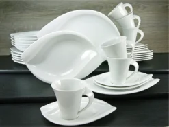 CreaTable 14742 Kombiservice Acacia Für 6 Personen + Uni, Porzellan, Oval, Weiß (1 Set, 30-teilig) -Kuechengeschirr 166e659e9605a8249f06ba01ab66d094
