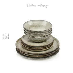 Sänger SÄNGER Steingut Geschirrset Pompei, Tafelservice 12 Teilig Für 4 Personen -Kuechengeschirr 16ffecf1029ce270d4176c8e5172fd75
