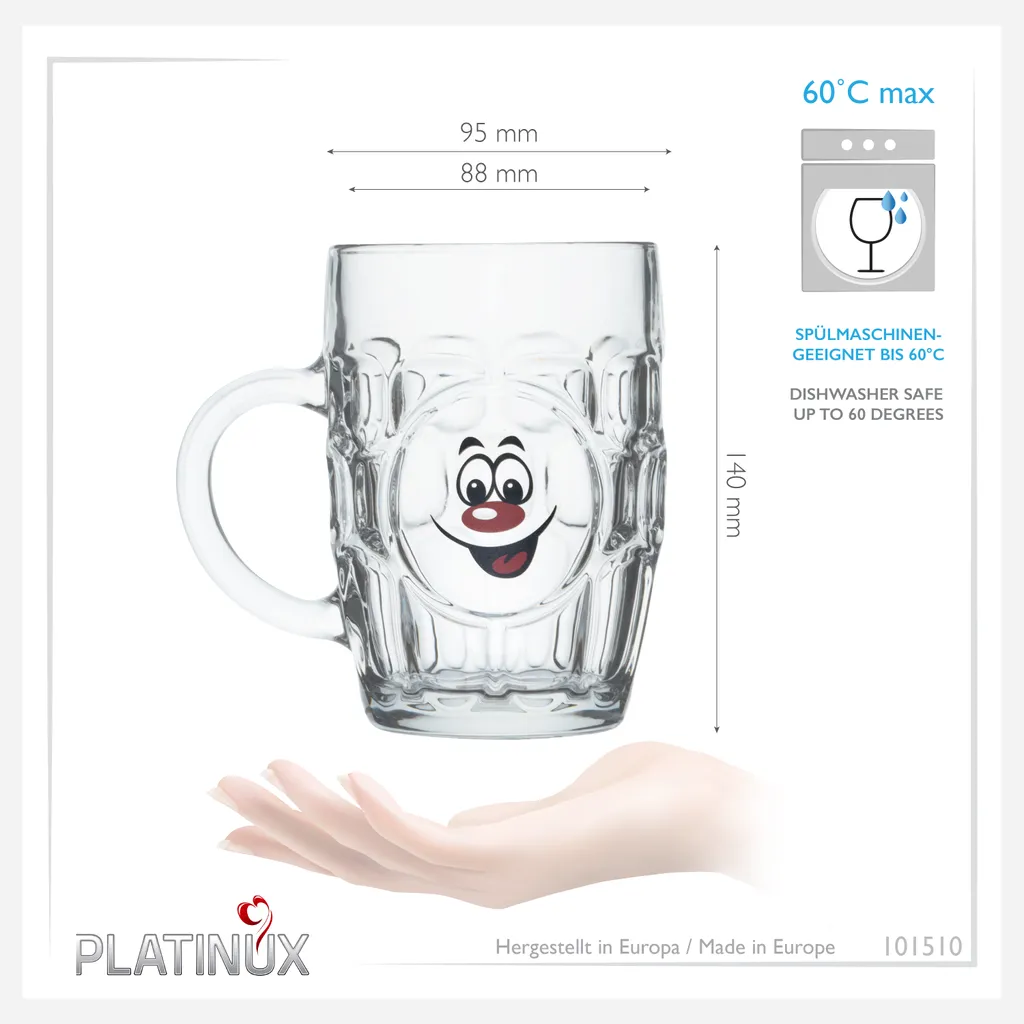 Biergläser 0,5L (max 700ml) Mit Henkel Und Lustigen Motiven Set 6 Teilig Bierkrug Karnevalsgläser 5 Biergläser 0,5L (max 700ml) Mit Henkel Und Lustigen Motiven Set 6 Teilig Bierkrug Karnevalsgläser – Bild 3