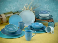 CreaTable 20157 Kombiservice Nature Collection Aqua Für 4 Personen, Steinzeug, Aqua (1 Set, 16-teilig) -Kuechengeschirr 1b24d85b40c71ddc26dd7f6247545331