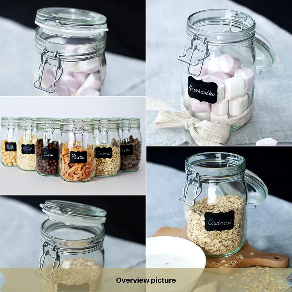 6 X Creative Home Gläser Mit Bügelverschluss | 1 Liter | Einmachgläser Drahtbügel-glas Aufbewahrungsgläser Mit Gummiring Und Deckel | 8 Wiederverwendbare Aufkleber + 1 Anti-Staub-Kreide 10 6 X Creative Home Gläser Mit Bügelverschluss | 1 Liter | Einmachgläser Drahtbügel-glas Aufbewahrungsgläser Mit Gummiring Und Deckel | 8 Wiederverwendbare Aufkleber + 1 Anti-Staub-Kreide – Bild 8