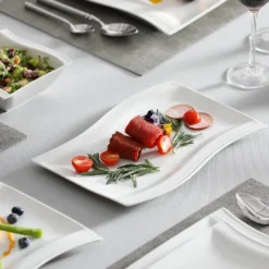 MALACASA, Serie Flora, 26 Tlg. Cremeweiß Porzellan Geschirrset Kombiservice Tafelservice Mit 6 Schalen, 6 Dessertteller, 6 Suppenteller, 6 Speiseteller Und 2 Rechteckigen Platten -Kuechengeschirr 209ccd932918c5e77a9699406bf4d94e