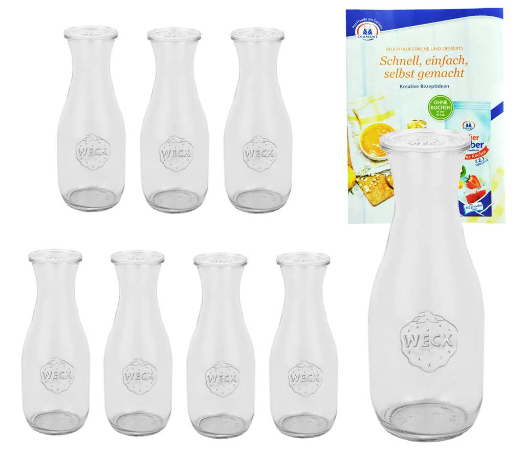 8er Set Weck Gläser 530ml Saftflasche Mit 8 Glasdeckeln Inkl. Diamant Gelierzauber Rezeptheft 3 8er Set Weck Gläser 530ml Saftflasche Mit 8 Glasdeckeln Inkl. Diamant Gelierzauber Rezeptheft