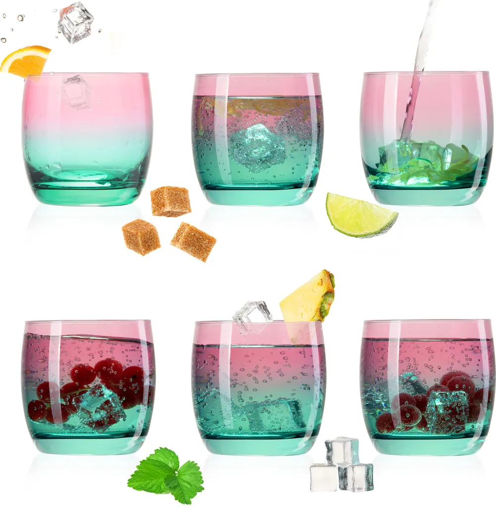 Trinkgläser Rosa-Türkis Aus Glas Bunt Set 6 Stück 200ml (max.320ml) Wassergläser 3 Trinkgläser Rosa-Türkis Aus Glas Bunt Set 6 Stück 200ml (max.320ml) Wassergläser