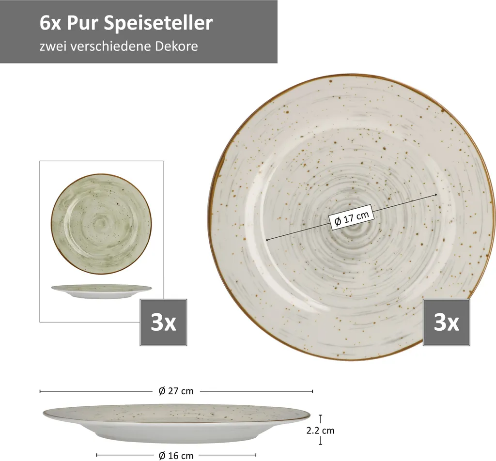 24tlg. Kombiservice Pur 6Pers Kaffeebecher Müslischale Kuchenteller + Speiseteller Flach Porzellan 4 24tlg. Kombiservice Pur 6Pers Kaffeebecher Müslischale Kuchenteller + Speiseteller Flach Porzellan – Bild 2