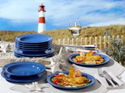 Friesland Ammerland Blue Tafel-Set 12 Tlg Speiseteller + Suppenteller -Kuechengeschirr 26b8b50867ce2135aa511ab8ff2f5adc