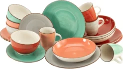 CreaTable 22853 Kombiservice Bella Casa Fashion Für 4 Personen, Steingut, Mehrfarbig (1 Set, 16-teilig) 7 CreaTable 22853 Kombiservice Bella Casa Fashion Für 4 Personen, Steingut, Mehrfarbig (1 Set, 16-teilig) -Kuechengeschirr 2a69fd701b9a882c610505d3f6e09f7d