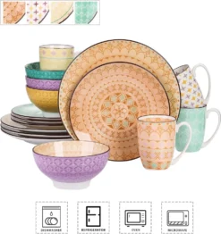 Vancasso Tafelservice Porzellan, Tulip Elegantes Geschirrset, 48 Teilig Kombiservice Mit Speiseteller, Dessertteller, Müslischalen Und Kaffeebecher Für 12 Personen -Kuechengeschirr 2c11573ddb2a1104ab588d054638d2ab