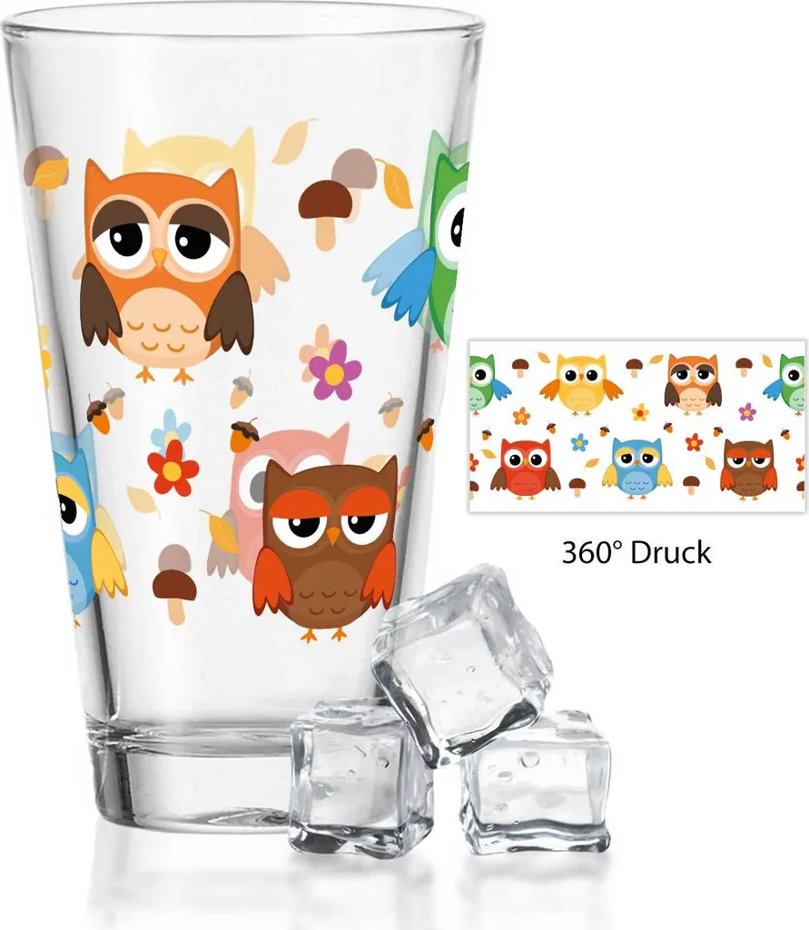 Leonardo Wasserglas Mit UV-Druck "Eulen" - Für Kinder Im 360° Design 4 Leonardo Wasserglas Mit UV-Druck "Eulen" - Für Kinder Im 360° Design – Bild 2