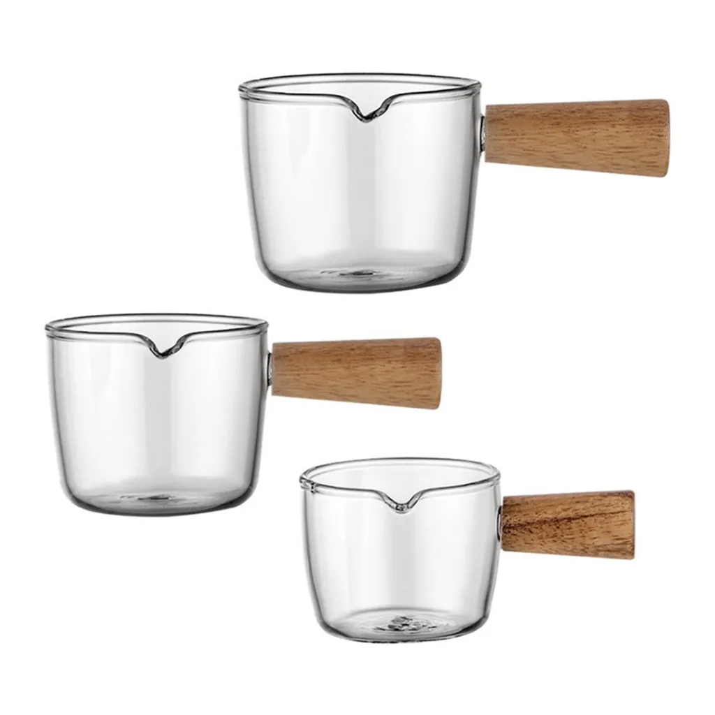 3 Stück Glas Messbecher Hitzebeständiger Holzgriff Glaswaage Tasse Milchtasse Glasmessbecher 50ml/100ml/150ml 3 3 Stück Glas Messbecher Hitzebeständiger Holzgriff Glaswaage Tasse Milchtasse Glasmessbecher 50ml/100ml/150ml
