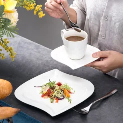 MALACASA, Serie Elvira, 36 Teilig Cremeweiß Porzellan Geschirrset Tafelservice Kaffeeservice Mit Tassen, Untertassen, Dessertteller Für 12 Person -Kuechengeschirr 2d4cdc2cea356a8d2db7e4a1597b53cd