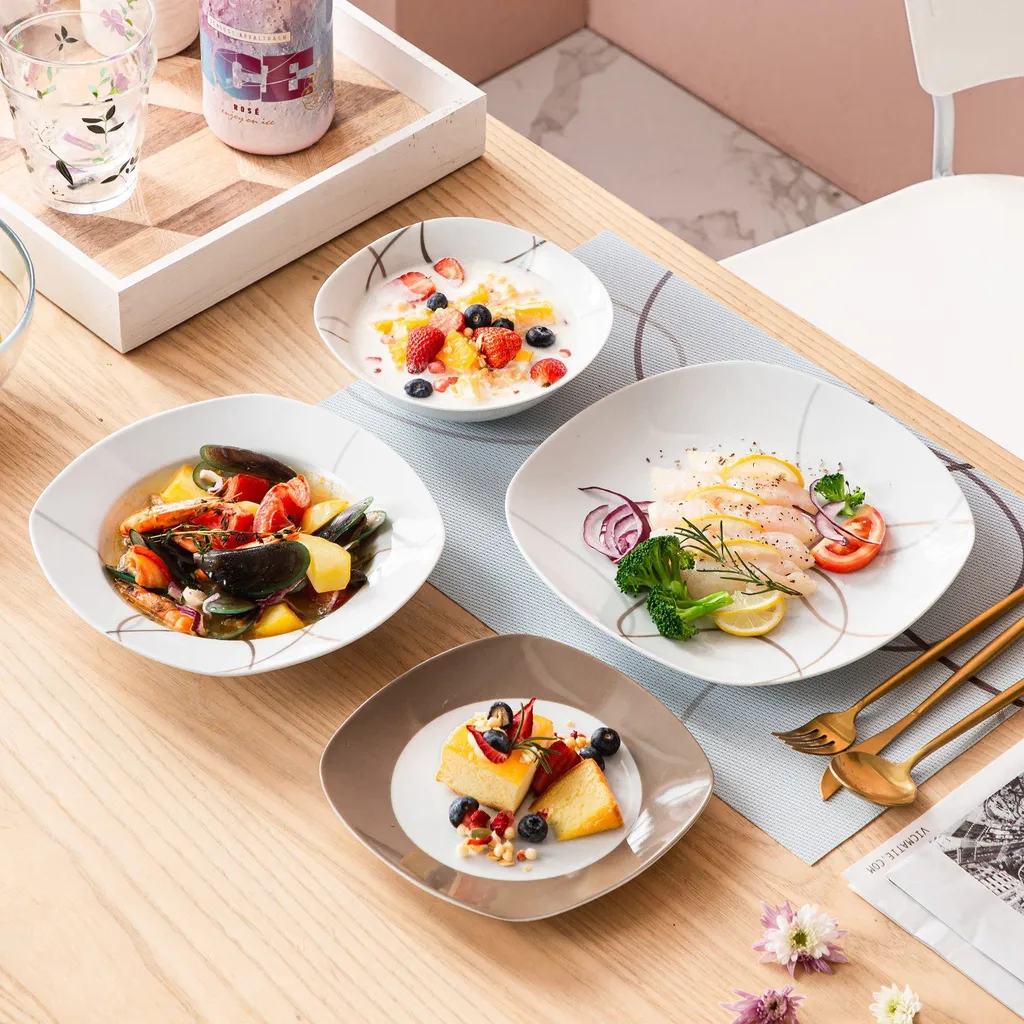 VEWEET Tafelservice 'Nikita' Aus Porzellan, 24 Teilig Geschirrset Beinhatlet Müslischalen, Dessertteller, Speiseteller Und Suppenteller, Geschirrservice Für 6 Personen 8 VEWEET Tafelservice 'Nikita' Aus Porzellan, 24 Teilig Geschirrset Beinhatlet Müslischalen, Dessertteller, Speiseteller Und Suppenteller, Geschirrservice Für 6 Personen – Bild 6