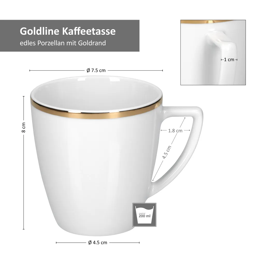 30tlg Geschirrset Silverline Kombi 6Pers Gold Kaffee Unterteller Kuchen/Speiseteller Suppenschale 9 30tlg Geschirrset Silverline Kombi 6Pers Gold Kaffee Unterteller Kuchen/Speiseteller Suppenschale – Bild 7