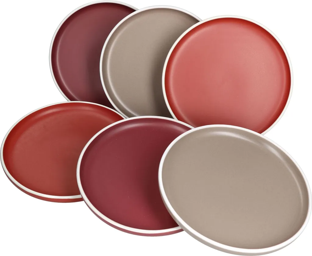 Liz 18tlg Frühstücksset Für 6 Steingut Sand Rot Terracotta Schale Teller Becher 4 Liz 18tlg Frühstücksset Für 6 Steingut Sand Rot Terracotta Schale Teller Becher – Bild 2