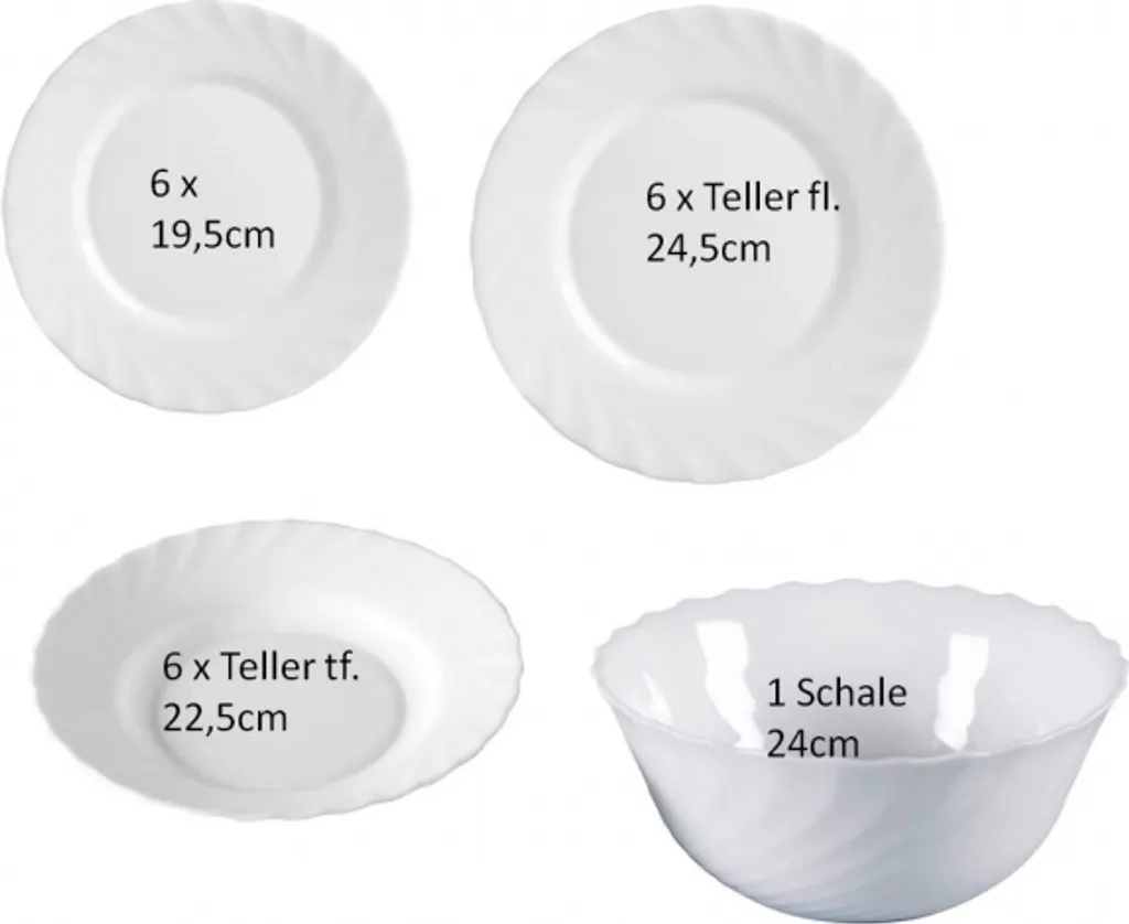 Luminarc 19tlg. Tellerset + Schale Trianon 4 Luminarc 19tlg. Tellerset + Schale Trianon – Bild 2