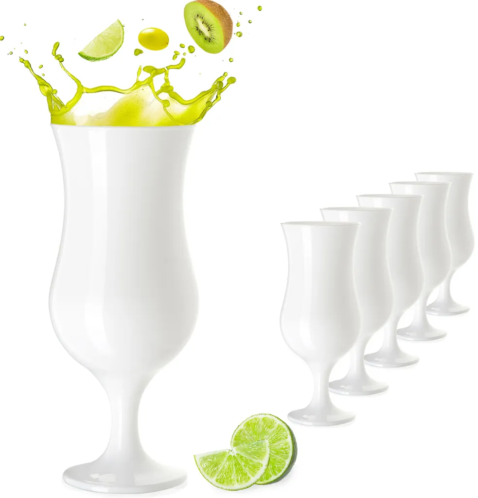 Weiße Cocktailgläser 400ml (max. 470ml) Longdrinkgläser Set 6 Stück Bargläser 4 Weiße Cocktailgläser 400ml (max. 470ml) Longdrinkgläser Set 6 Stück Bargläser – Bild 2