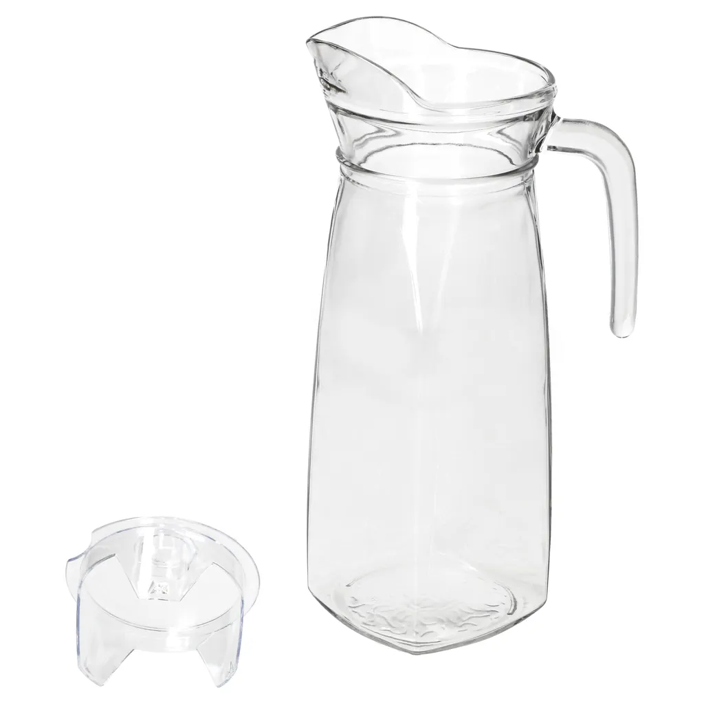 KARA Glas-Karaffe Mit Kunstoff-Deckel + Griff 1,2L Wasser-Krug Saftkanne Limo 5 KARA Glas-Karaffe Mit Kunstoff-Deckel + Griff 1,2L Wasser-Krug Saftkanne Limo – Bild 3