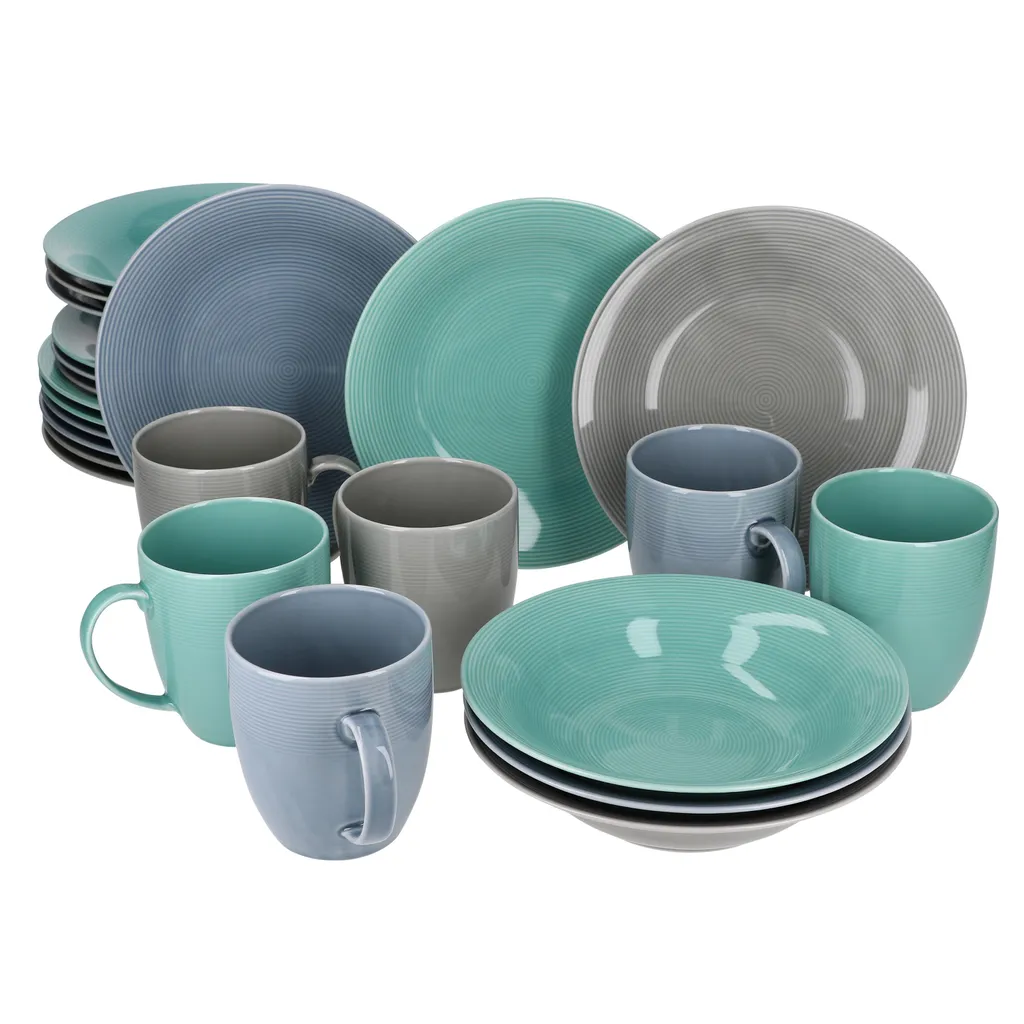 24tlg Geschirrset Jive 6Pers Kaffeebecher Suppenteller Kuchenteller Speiseteller Porzellan Bunt 3 24tlg Geschirrset Jive 6Pers Kaffeebecher Suppenteller Kuchenteller Speiseteller Porzellan Bunt