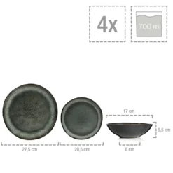 Sänger SÄNGER Steingut Geschirrset Kopenhagen, Tafelservice 12 Teilig Für 4 Personen -Kuechengeschirr 330d8b01bd554bbaa5bf97f67686e2c1