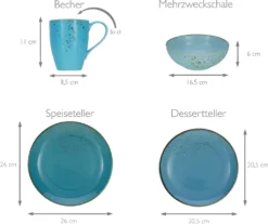 CreaTable 20157 Kombiservice Nature Collection Aqua Für 4 Personen, Steinzeug, Aqua (1 Set, 16-teilig) -Kuechengeschirr 343b6934b8cf8ef0366eb85e6d030ec6