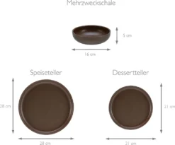 CreaTable, 23659, Serie Uno Braun, Geschirrset, Teller Set 12 Teilig, Farbe:Braun -Kuechengeschirr 34dcc0466f7312845a5b6f2dc10bc4ff