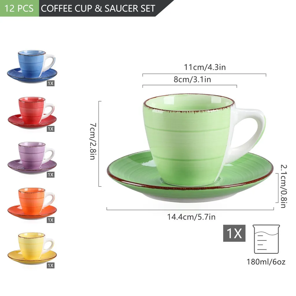 Kaffeeservice Steinzeug, Vancasso BONITA 12 Teiliges Kaffeeset, Cappuccino Tassenset Für 6 Personen, Tassen Und Untertassen 4 Kaffeeservice Steinzeug, Vancasso BONITA 12 Teiliges Kaffeeset, Cappuccino Tassenset Für 6 Personen, Tassen Und Untertassen – Bild 2