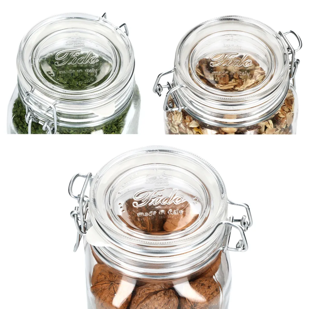 6-tlg. Set Drahtbügelglas Fido 0,75L + 1,0L + 1,5L Einmachglas Mit Bügelverschluss Vorratsglas 6 6-tlg. Set Drahtbügelglas Fido 0,75L + 1,0L + 1,5L Einmachglas Mit Bügelverschluss Vorratsglas – Bild 4
