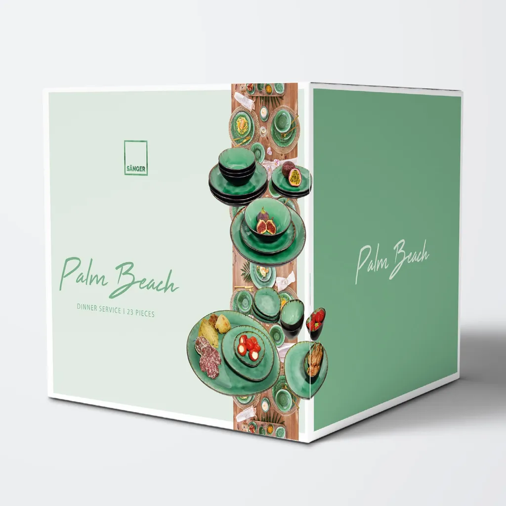 Sänger SÄNGER Steingut Geschirrset Palm Beach, Tafelservice & Servierplatten Set 23 Teilig Für 4 Personen 6 Sänger SÄNGER Steingut Geschirrset Palm Beach, Tafelservice & Servierplatten Set 23 Teilig Für 4 Personen – Bild 4