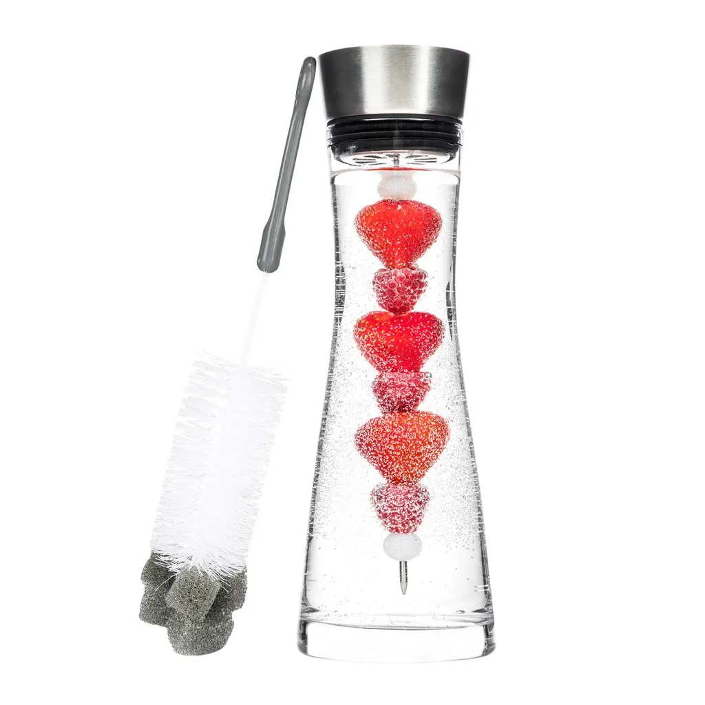 Wasserkaraffe Glas 1 L Mit Früchtespieß Edelstahl Ausguss 7 Wasserkaraffe Glas 1 L Mit Früchtespieß Edelstahl Ausguss – Bild 5