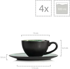 Sänger SÄNGER Kaffeeservice Palm Beach 12 Teilig Für 4 Personen -Kuechengeschirr 37f571bb2ca270817a01eda7c8b2f1d4