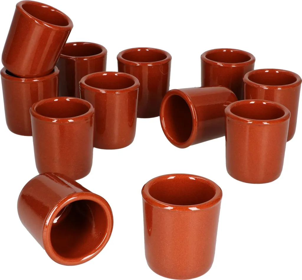 MamboCat 12er Ton Schnapsbecher 50 Ml Vollglasiert Shot-Glas Mediterran Unikat Handarbeit Tonbecher 3 MamboCat 12er Ton Schnapsbecher 50 Ml Vollglasiert Shot-Glas Mediterran Unikat Handarbeit Tonbecher