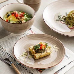 Vancasso Bella Steinzeug Kombiservice, 16 Teilig Geschirrset Für 4 Personen, Mit Je 4 Dessertteller, Speiseteller, Müslischalen, Kaffeebecher, Schokolade -Kuechengeschirr 3bc1271e71ea29361de617f5bcd3ebbb