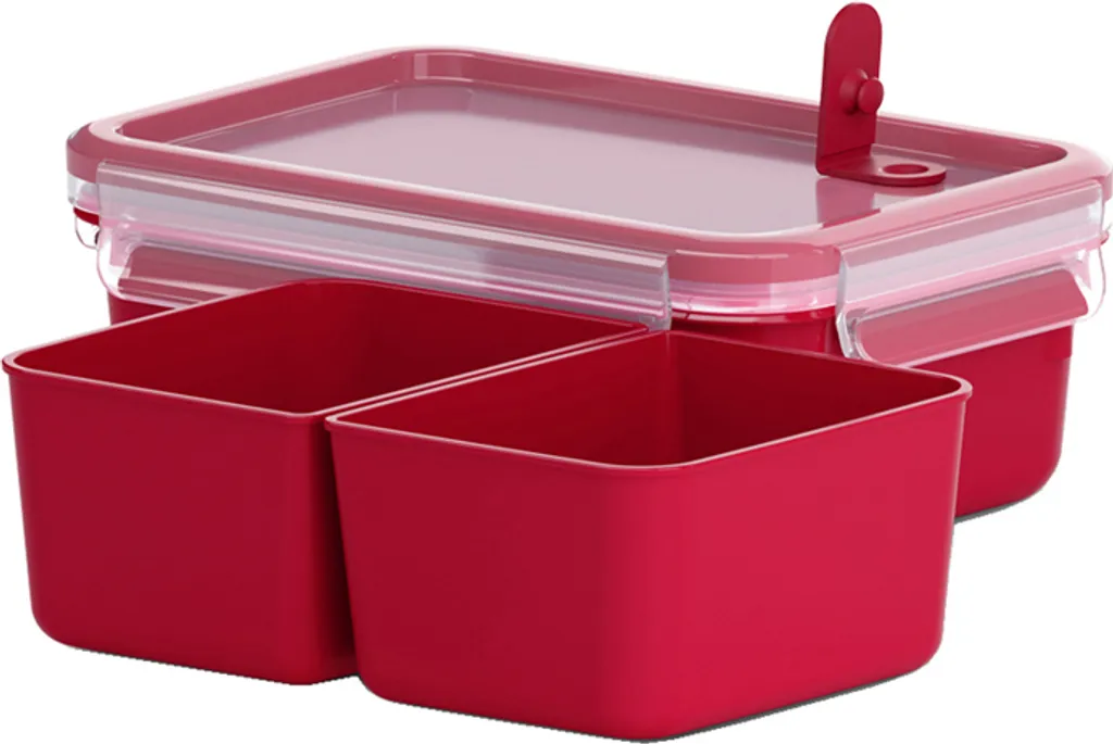 Emsa Mikrowellendose CLIP & MICRO 1,2 Liter Mit Einsätzen Transparent / Rot 3 Emsa Mikrowellendose CLIP & MICRO 1,2 Liter Mit Einsätzen Transparent / Rot