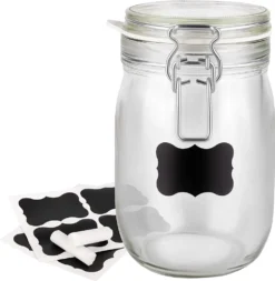 6 X Creative Home Gläser Mit Bügelverschluss | 1 Liter | Einmachgläser Drahtbügel-glas Aufbewahrungsgläser Mit Gummiring Und Deckel | 8 Wiederverwendbare Aufkleber + 1 Anti-Staub-Kreide 14 6 X Creative Home Gläser Mit Bügelverschluss | 1 Liter | Einmachgläser Drahtbügel-glas Aufbewahrungsgläser Mit Gummiring Und Deckel | 8 Wiederverwendbare Aufkleber + 1 Anti-Staub-Kreide -Kuechengeschirr 444040aa6b493dc9c6522f5fba26e59f