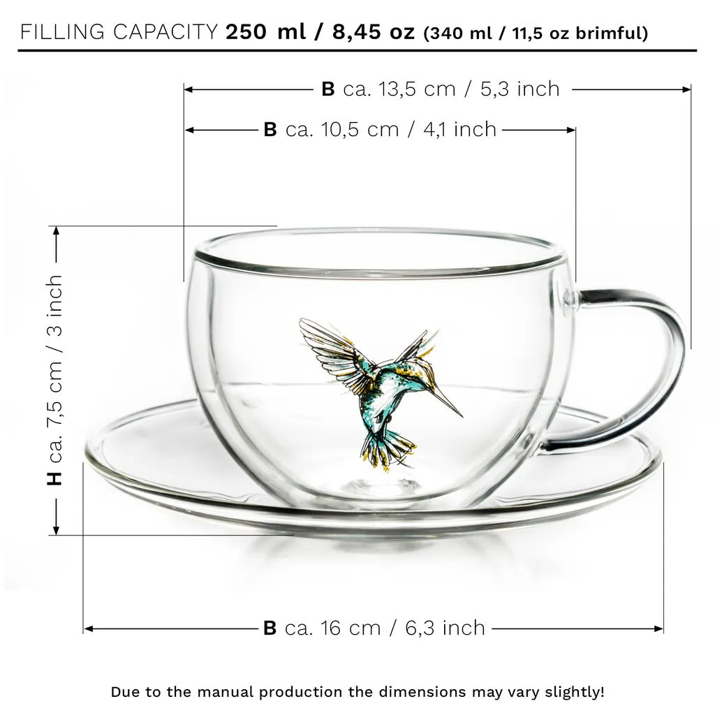 Creano 6er-Set Thermo-Tasses "Hummi" Für Tee/Latte Macchiato, Doppelwandig, Mit Kolibri-Muster | 250ml In Exklusiver Geschenkpackung 4 Creano 6er-Set Thermo-Tasses "Hummi" Für Tee/Latte Macchiato, Doppelwandig, Mit Kolibri-Muster | 250ml In Exklusiver Geschenkpackung – Bild 2