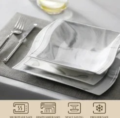 MALACASA, Serie Flora, 30 Tlg. Marmor Porzellan Geschirrset Kombiservice Tafelservice Mit Je 6 Kaffeetassen, 6 Untertassen, 6 Dessertteller, 6 Suppenteller Und 6 Flachteller -Kuechengeschirr 48d7778ca3a442583a015dfa0f106d26