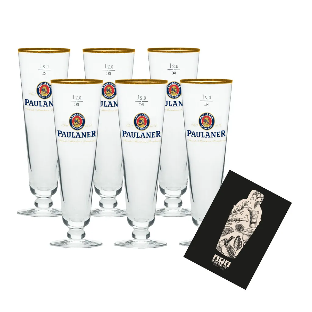 Paulaner München Premium Pils 6er Set Bierglas Glas 6x Gläser 0,2L Eichung Und Goldrand 2 Paulaner München Premium Pils 6er Set Bierglas Glas 6x Gläser 0,2L Eichung Und Goldrand